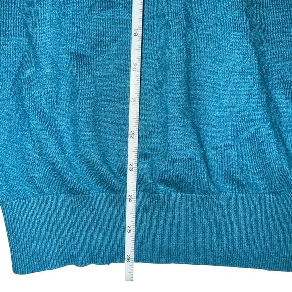 Johnston & Murphy Men’s XL Silk Angora Nylon Blend V-Neck Sweater Teal NWT - Picture 9 of 10